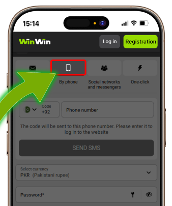 Select the 'Phone' registration method.